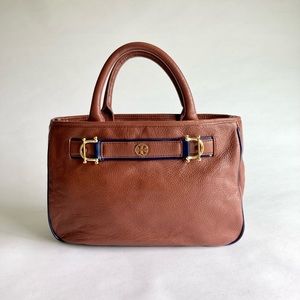 Tory Burch Brown Pebble Genuine Leather Tote